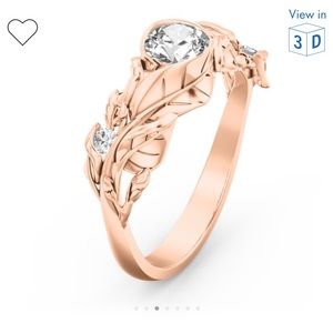 10k Solid Rose Gold Leaf Ring, Size 5.5